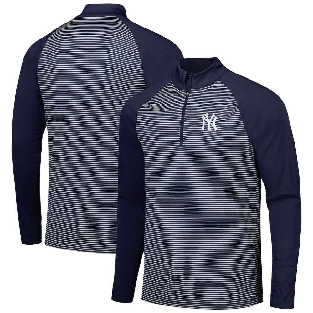 MLB New York Yankees Levelwear Charter Striped Raglan Quarter-Zip Top