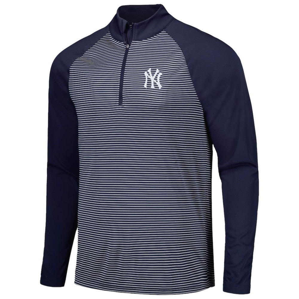 MLB New York Yankees Levelwear Charter Striped Raglan Quarter-Zip Top