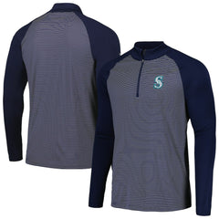 MLB Seattle Mariners Levelwear Charter Striped Raglan Quarter-Zip Top