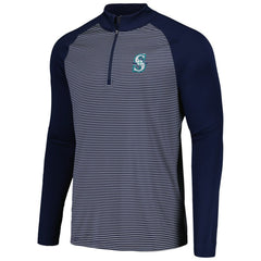 MLB Seattle Mariners Levelwear Charter Striped Raglan Quarter-Zip Top