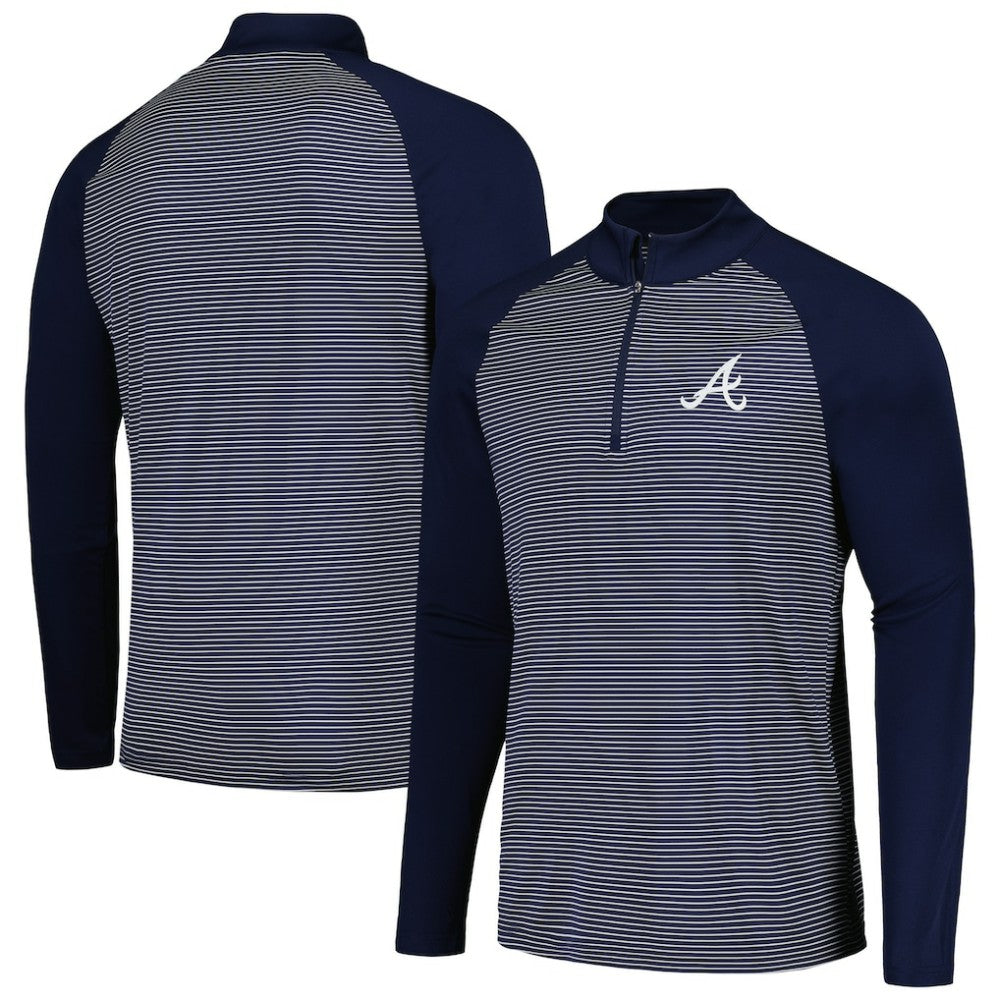 MLB Atlanta Braves Levelwear Charter Striped Raglan Quarter-Zip Top
