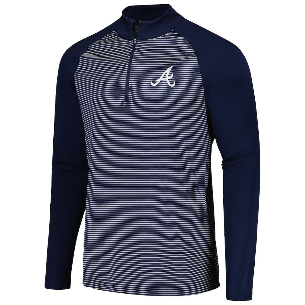 MLB Atlanta Braves Levelwear Charter Striped Raglan Quarter-Zip Top
