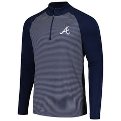 MLB Atlanta Braves Levelwear Charter Striped Raglan Quarter-Zip Top