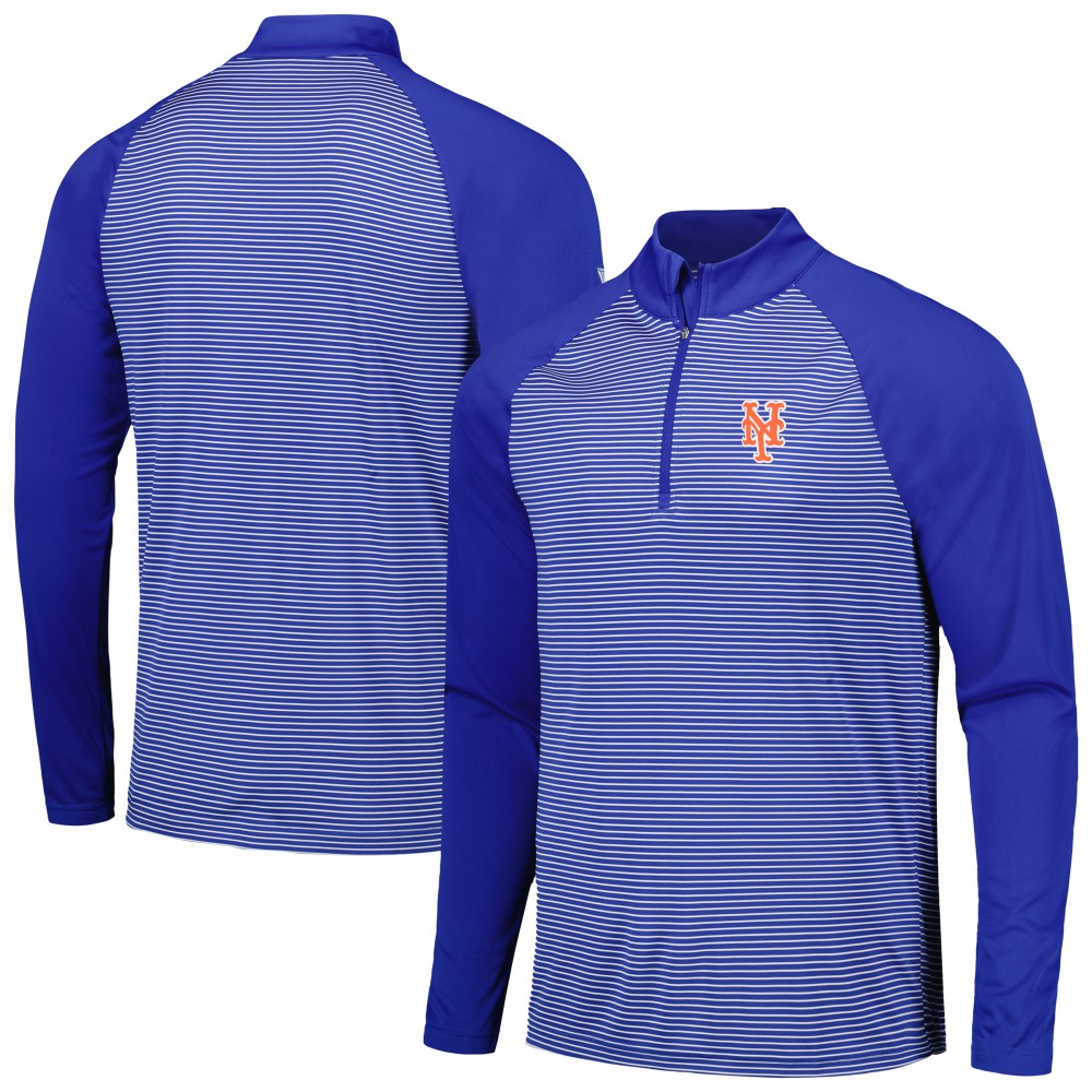 MLB New York Mets Levelwear Charter Striped Raglan Quarter-Zip Top