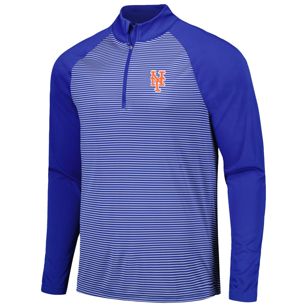 MLB New York Mets Levelwear Charter Striped Raglan Quarter-Zip Top