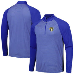 MLB Milwaukee Brewers Levelwear Charter Striped Raglan Quarter-Zip Top