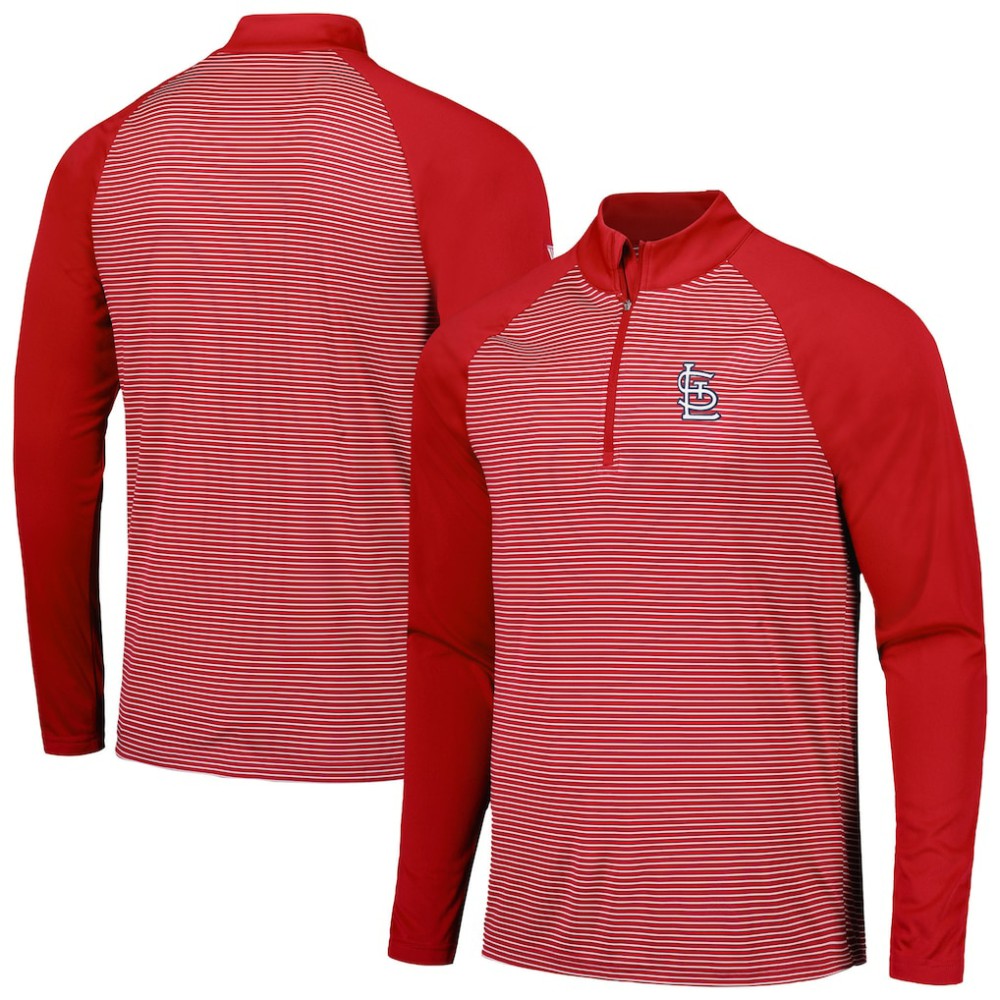 MLB St. Louis Cardinals Levelwear Charter Striped Raglan Quarter-Zip Top