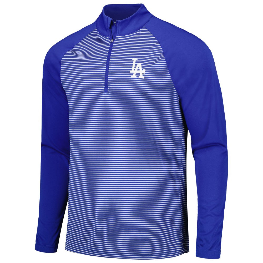 MLB Los Angeles Dodgers Levelwear Charter Striped Raglan Quarter-Zip Top