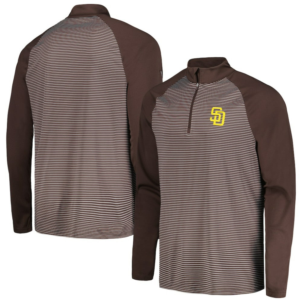 MLB San Diego Padres Levelwear Charter Striped Raglan Quarter-Zip Top