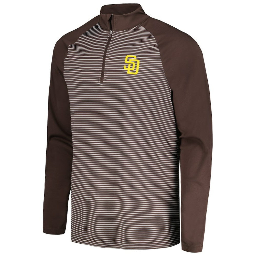 MLB San Diego Padres Levelwear Charter Striped Raglan Quarter-Zip Top
