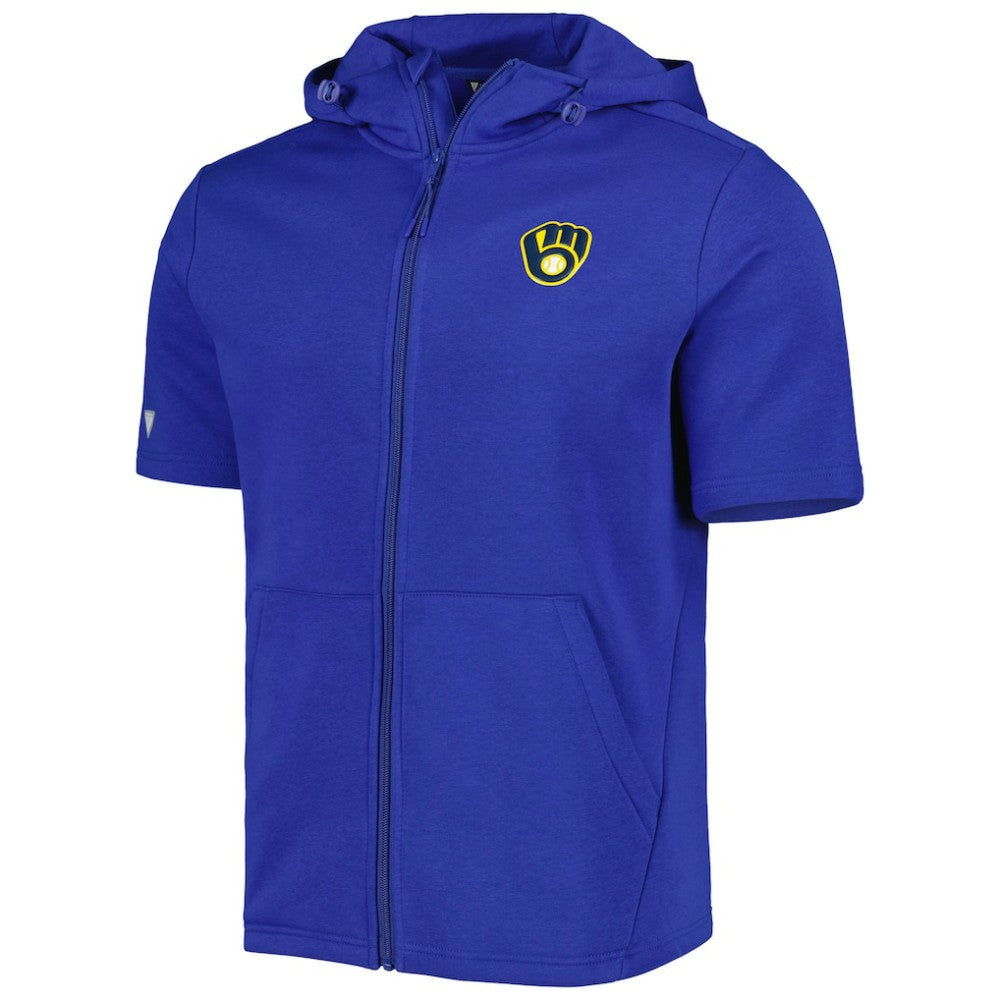 MLB Milwaukee Brewers Levelwear Recruit Full-Zip Short Sleeve Hoodie