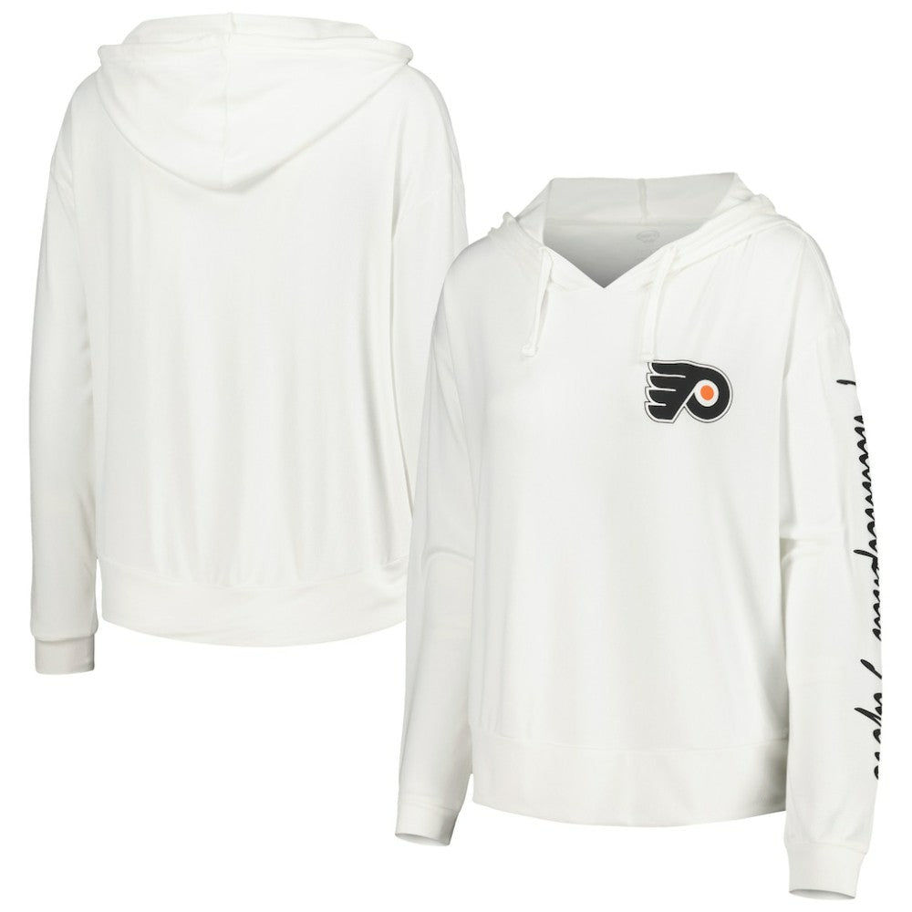 NHL White Philadelphia Flyers Concepts Sport Women's Accord Hacci Long Sleeve Hoodie Top