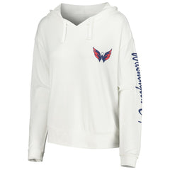 NHL White Washington Capitals Concepts Sport Women's Accord Hacci Long Sleeve Hoodie Top