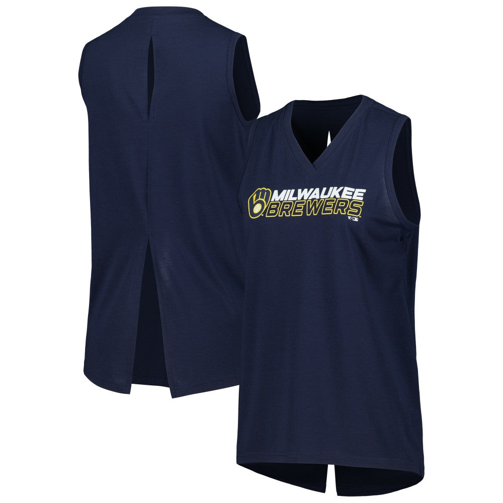 MLB Milwaukee Brewers Levelwear Women's Paisley Chase V-Neck Tank Top