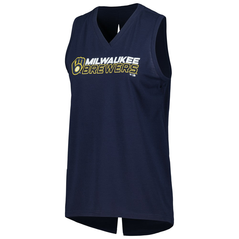 MLB Milwaukee Brewers Levelwear Women's Paisley Chase V-Neck Tank Top