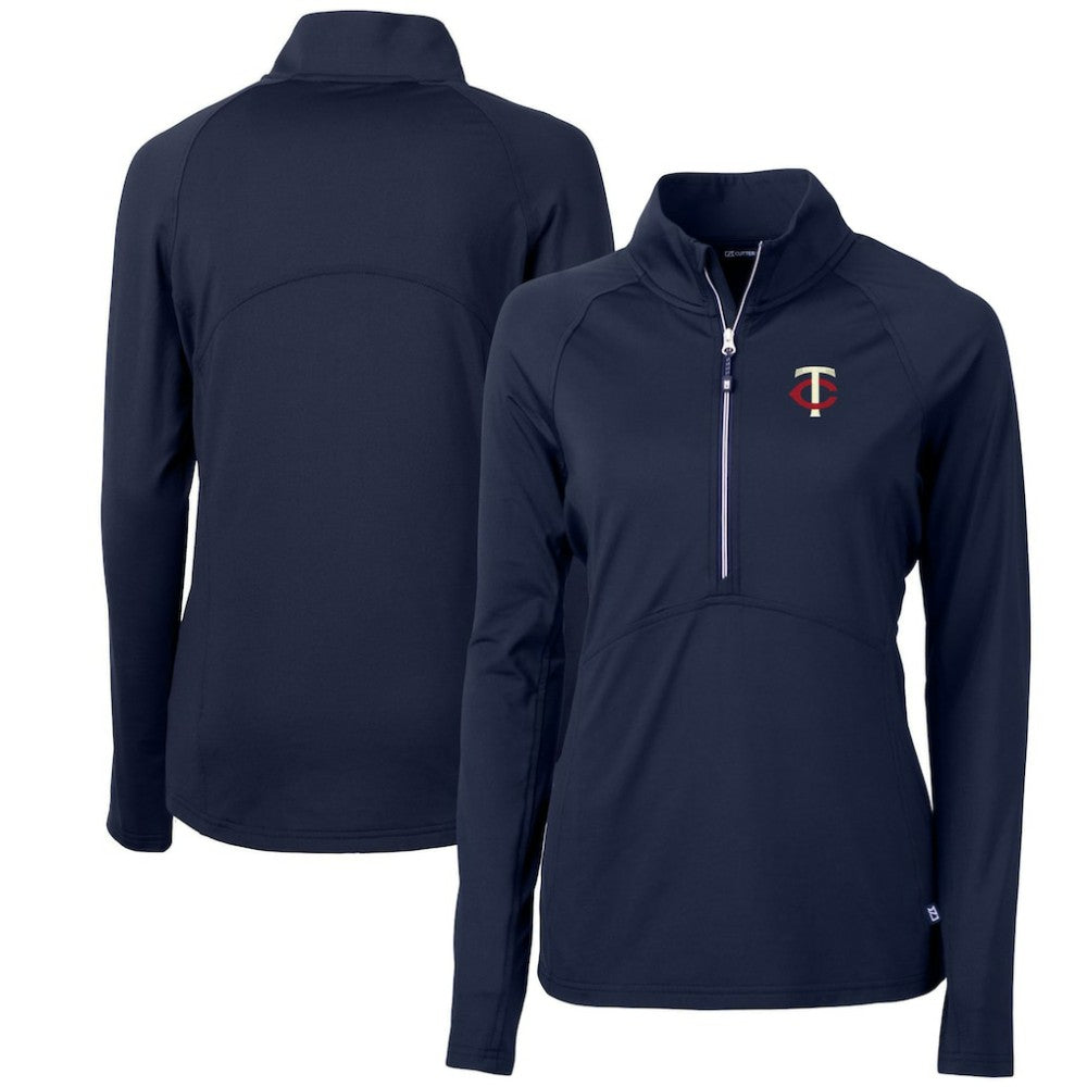 MLB Minnesota Twins Cutter & Buck Women's Adapt Eco Knit Stretch Half-Zip Logo Pullover Top