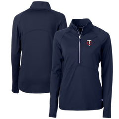MLB Minnesota Twins Cutter & Buck Women's Adapt Eco Knit Stretch Half-Zip Logo Pullover Top