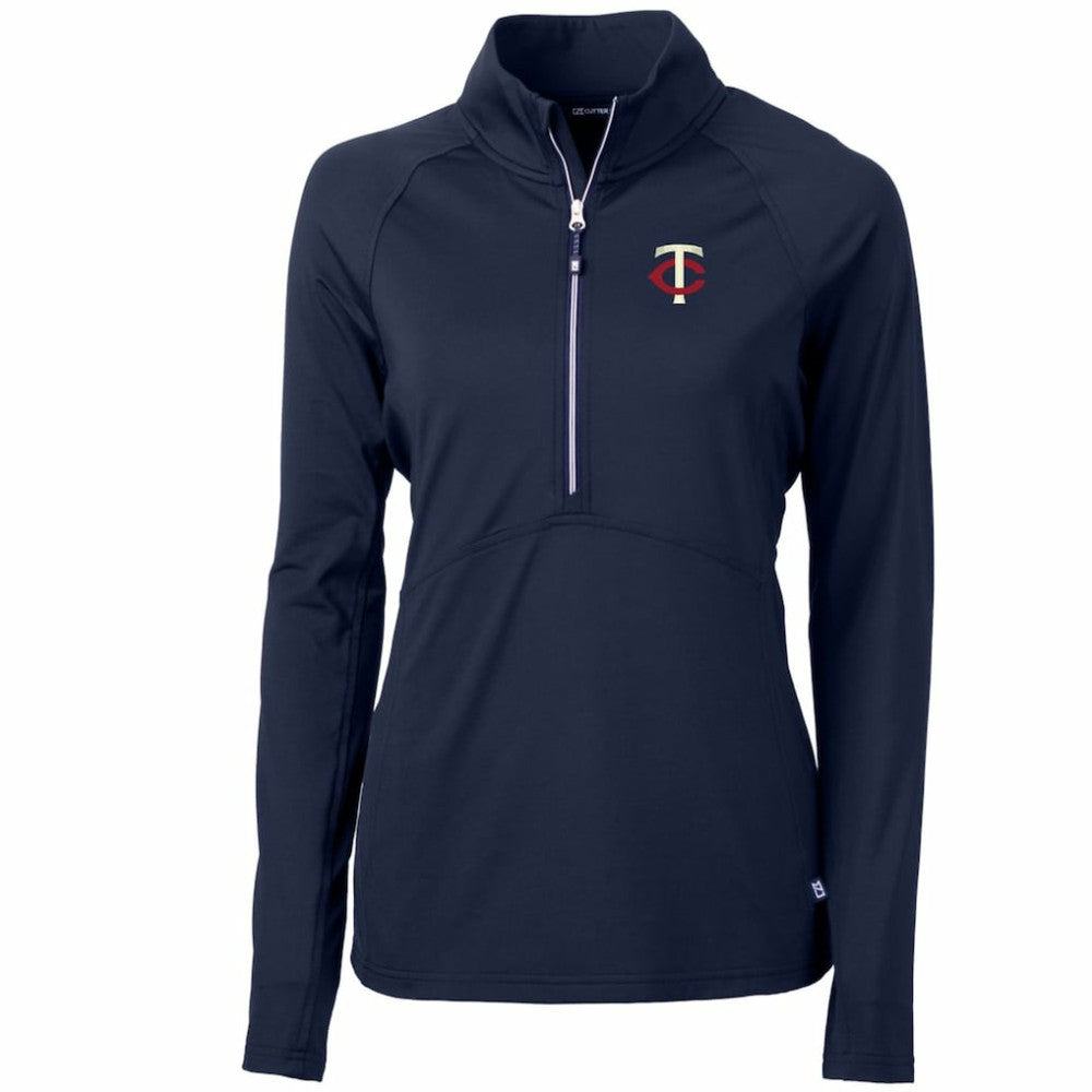 MLB Minnesota Twins Cutter & Buck Women's Adapt Eco Knit Stretch Half-Zip Logo Pullover Top