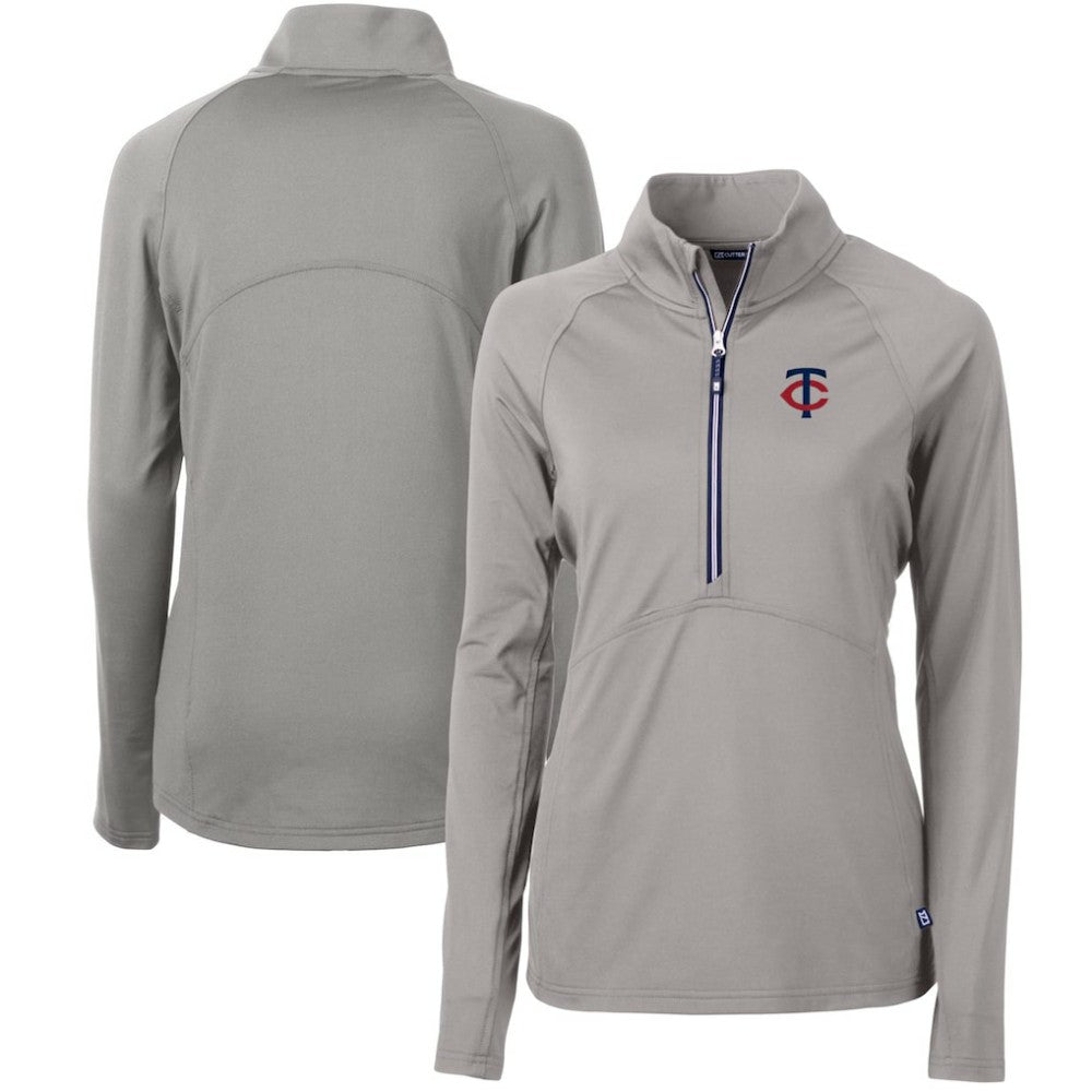 MLB Minnesota Twins Cutter & Buck Women's Adapt Eco Knit Stretch Half-Zip Logo Pullover Top