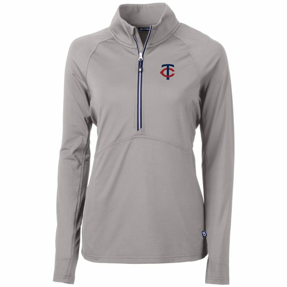 MLB Minnesota Twins Cutter & Buck Women's Adapt Eco Knit Stretch Half-Zip Logo Pullover Top