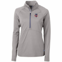 MLB Minnesota Twins Cutter & Buck Women's Adapt Eco Knit Stretch Half-Zip Logo Pullover Top