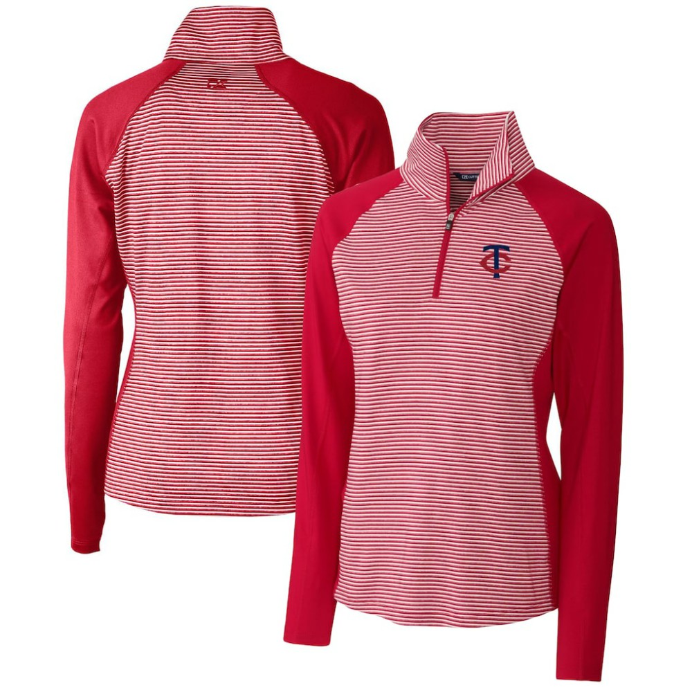 MLB Minnesota Twins Cutter & Buck Women's DryTec Forge Tonal Stripe Stretch Half-Zip Top
