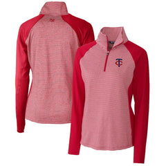 MLB Minnesota Twins Cutter & Buck Women's DryTec Forge Tonal Stripe Stretch Half-Zip Top