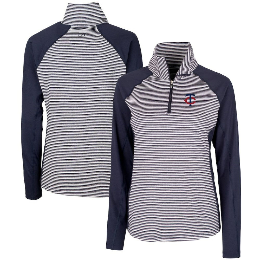 MLB Minnesota Twins Cutter & Buck Women's DryTec Forge Tonal Stripe Stretch Half-Zip Top