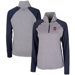 MLB Minnesota Twins Cutter & Buck Women's DryTec Forge Tonal Stripe Stretch Half-Zip Top
