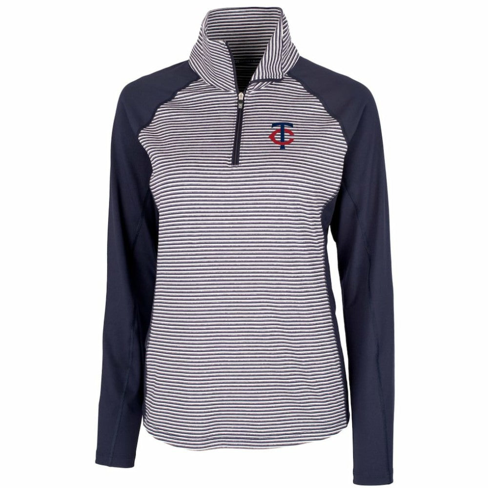 MLB Minnesota Twins Cutter & Buck Women's DryTec Forge Tonal Stripe Stretch Half-Zip Top