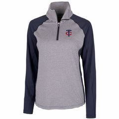 MLB Minnesota Twins Cutter & Buck Women's DryTec Forge Tonal Stripe Stretch Half-Zip Top