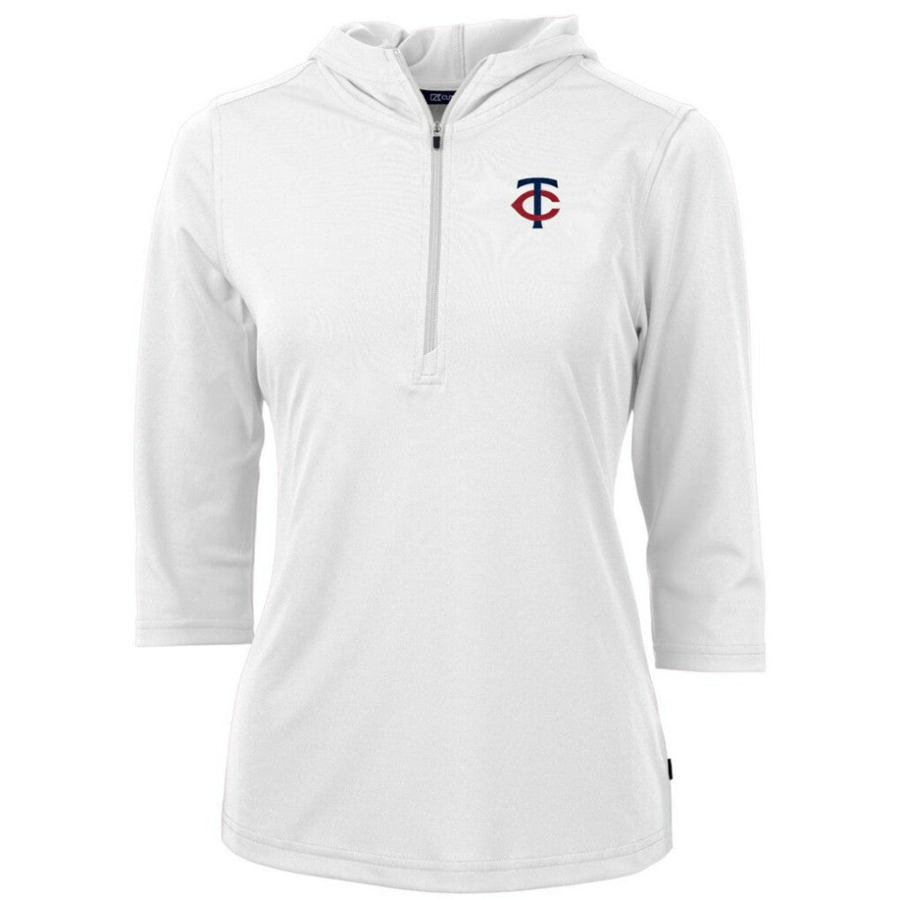 MLB Minnesota Twins Cutter & Buck Women's DryTec Virtue Eco Pique Recycled Half-Zip Pullover Hoodie Top