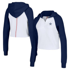 MLB Houston Astros Lusso Women's Jane Raglan Quarter-Zip Tri-Blend Cropped Pullover Hoodie