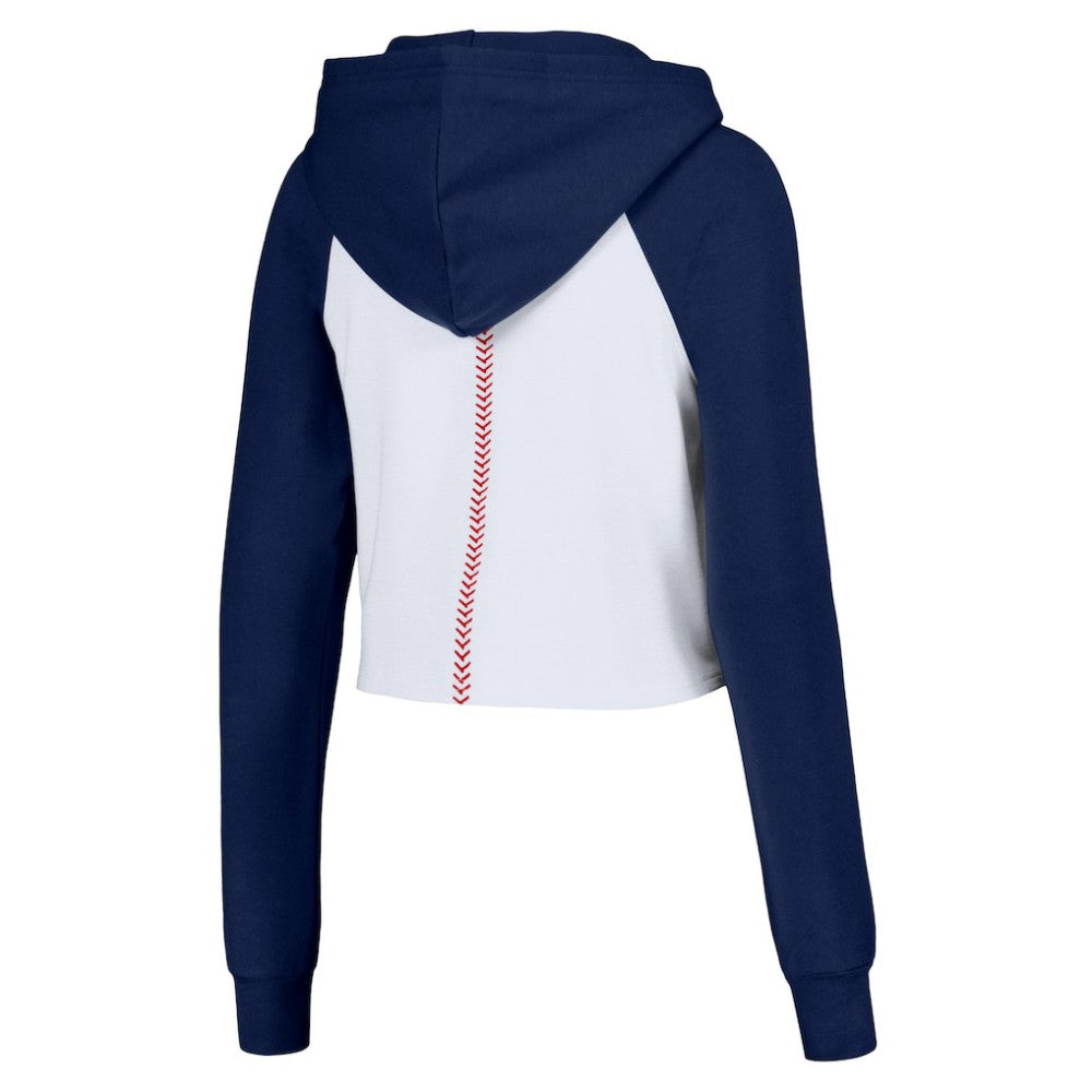 MLB Houston Astros Lusso Women's Jane Raglan Quarter-Zip Tri-Blend Cropped Pullover Hoodie