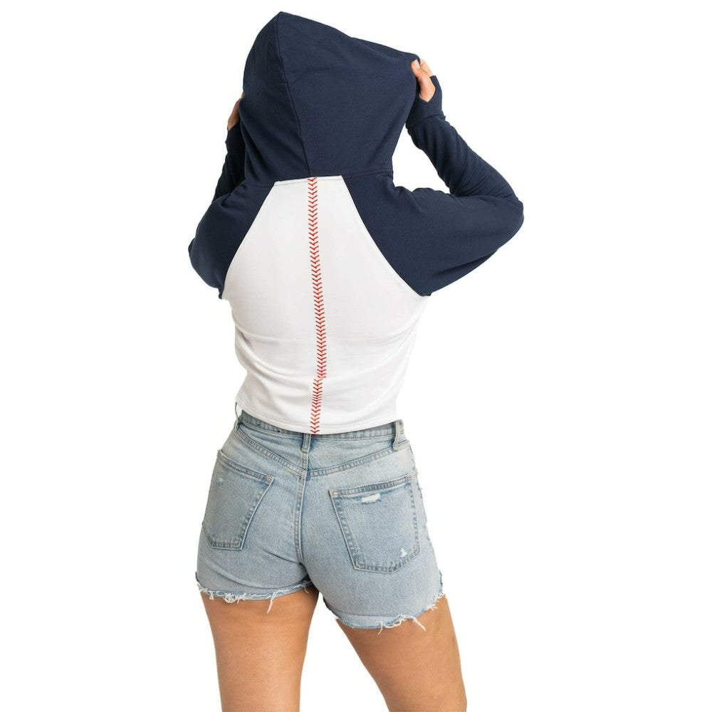 MLB Houston Astros Lusso Women's Jane Raglan Quarter-Zip Tri-Blend Cropped Pullover Hoodie