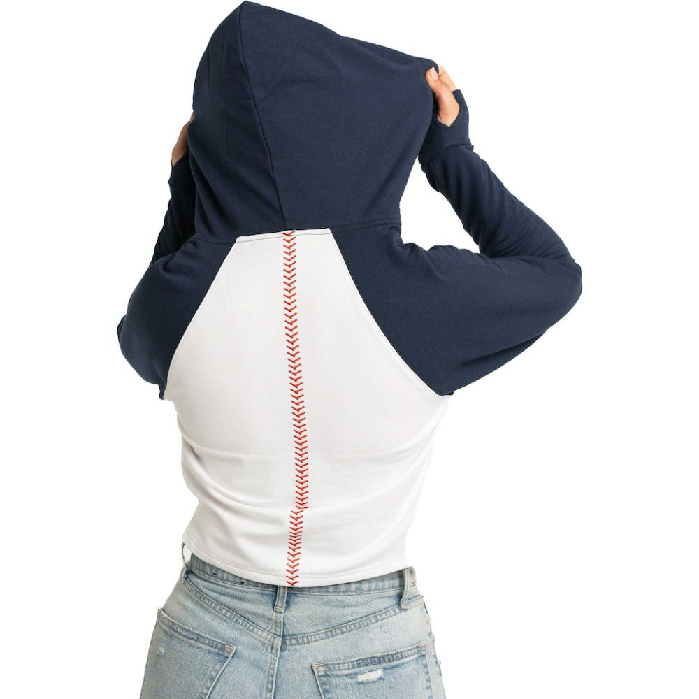 MLB New York Yankees Lusso Women's Jane Raglan Quarter-Zip Tri-Blend Cropped Pullover Hoodie