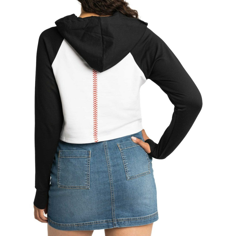 MLB San Francisco Giants Lusso Women's Jane Raglan Quarter-Zip Tri-Blend Cropped Pullover Hoodie