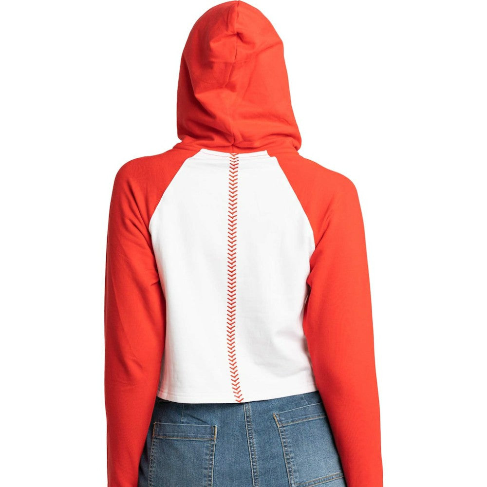 MLB St. Louis Cardinals Lusso Women's Jane Raglan Quarter-Zip Tri-Blend Cropped Pullover Hoodie