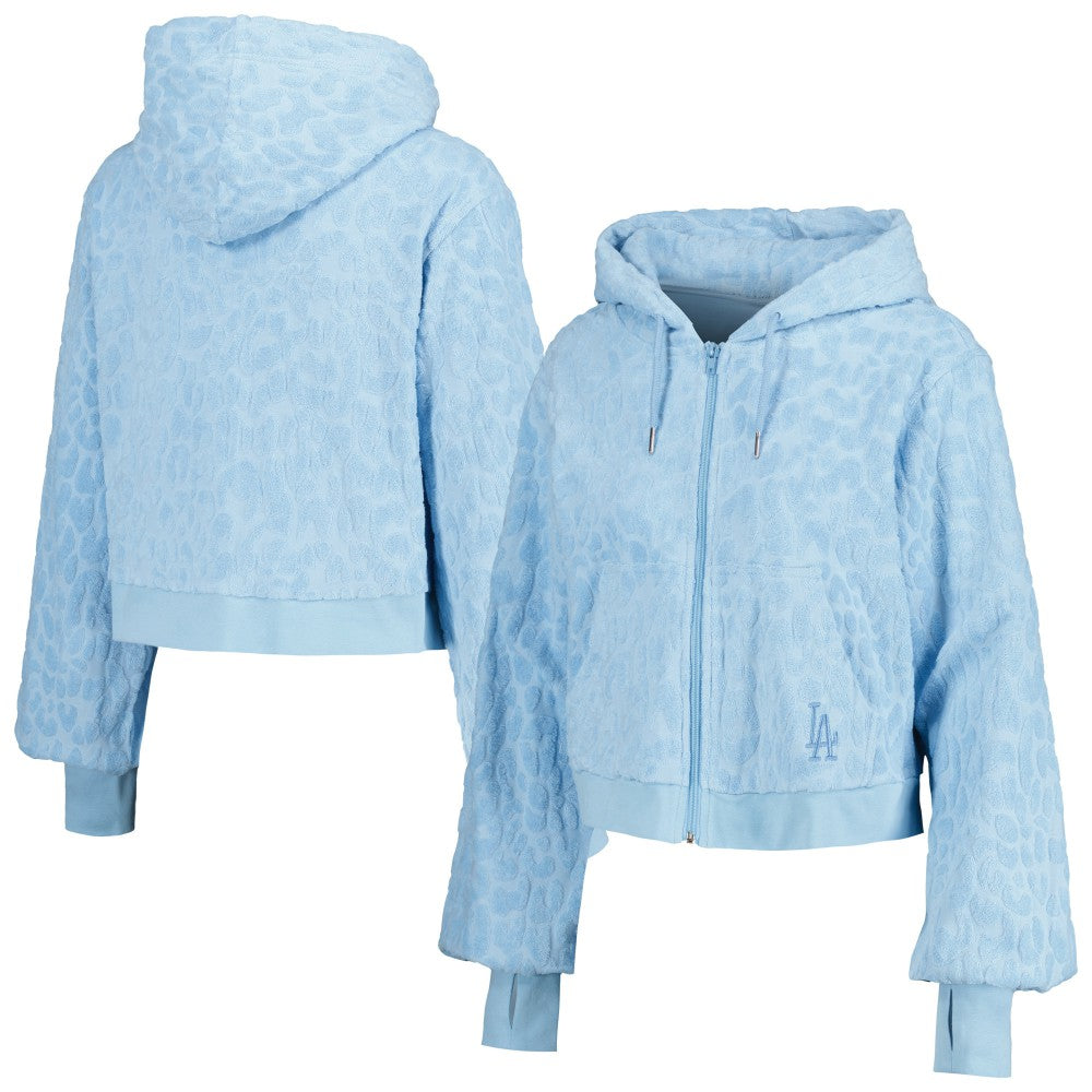 MLB Los Angeles Dodgers Lusso Women's Tabitha Cheetah Terry Full-Zip Sweatshirt