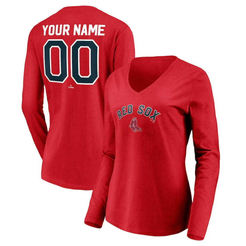 MLB Boston Red Sox Women's Cooperstown Collection Personalized Winning Streak Long Sleeve V-Neck T-Shirt