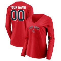 MLB Boston Red Sox Women's Cooperstown Collection Personalized Winning Streak Long Sleeve V-Neck T-Shirt