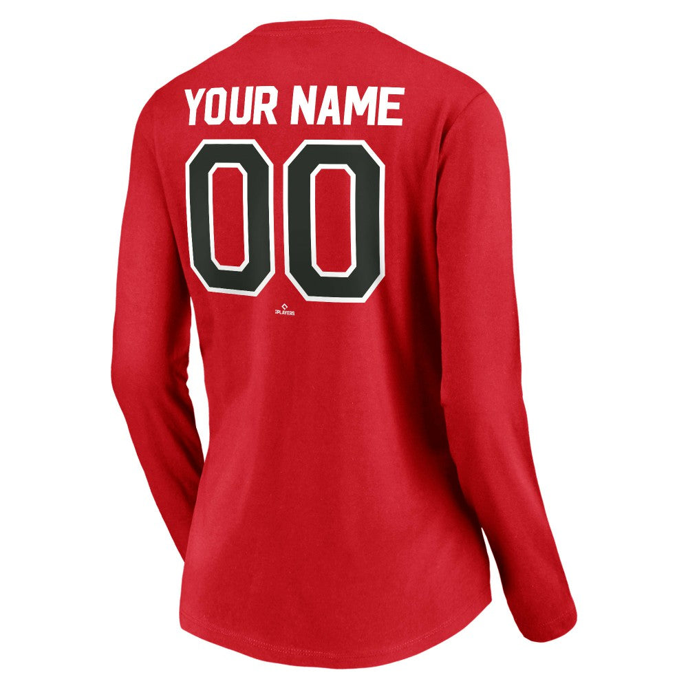 MLB Cincinnati Reds Women's Cooperstown Collection Personalized Winning Streak Long Sleeve V-Neck T-Shirt