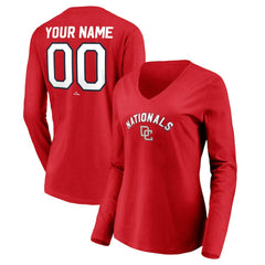 MLB Washington Nationals Women's Cooperstown Collection Personalized Winning Streak Long Sleeve V-Neck T-Shirt
