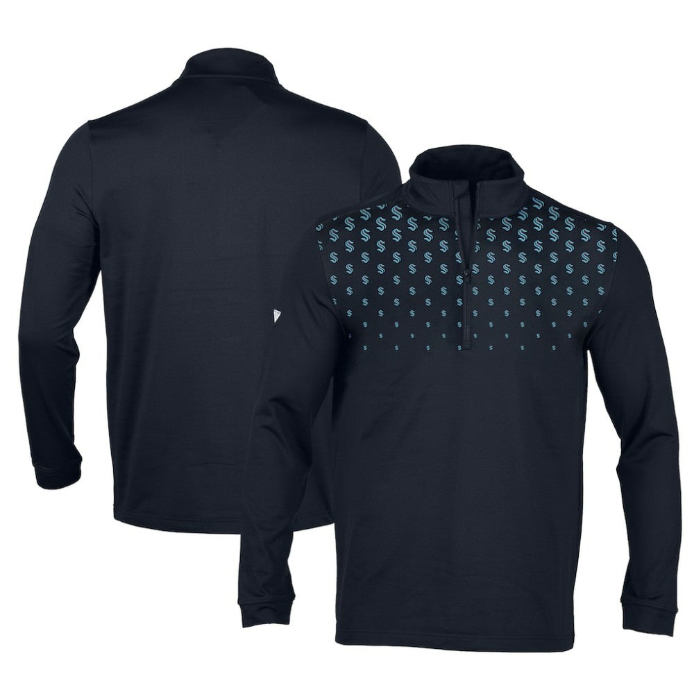 NHL Navy Seattle Kraken Levelwear NHL x PGA Scout Midlayer Quarter-Zip Pullover Top