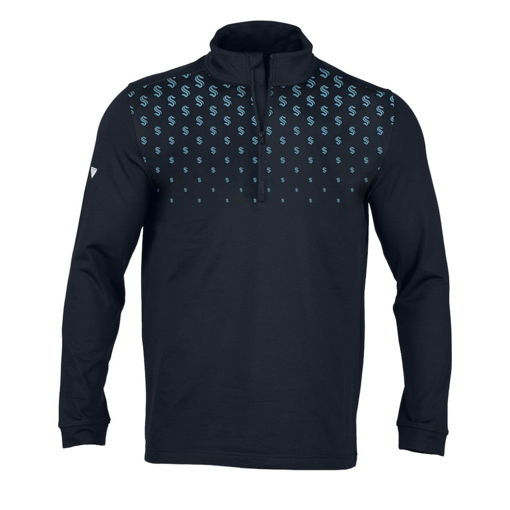 NHL Navy Seattle Kraken Levelwear NHL x PGA Scout Midlayer Quarter-Zip Pullover Top