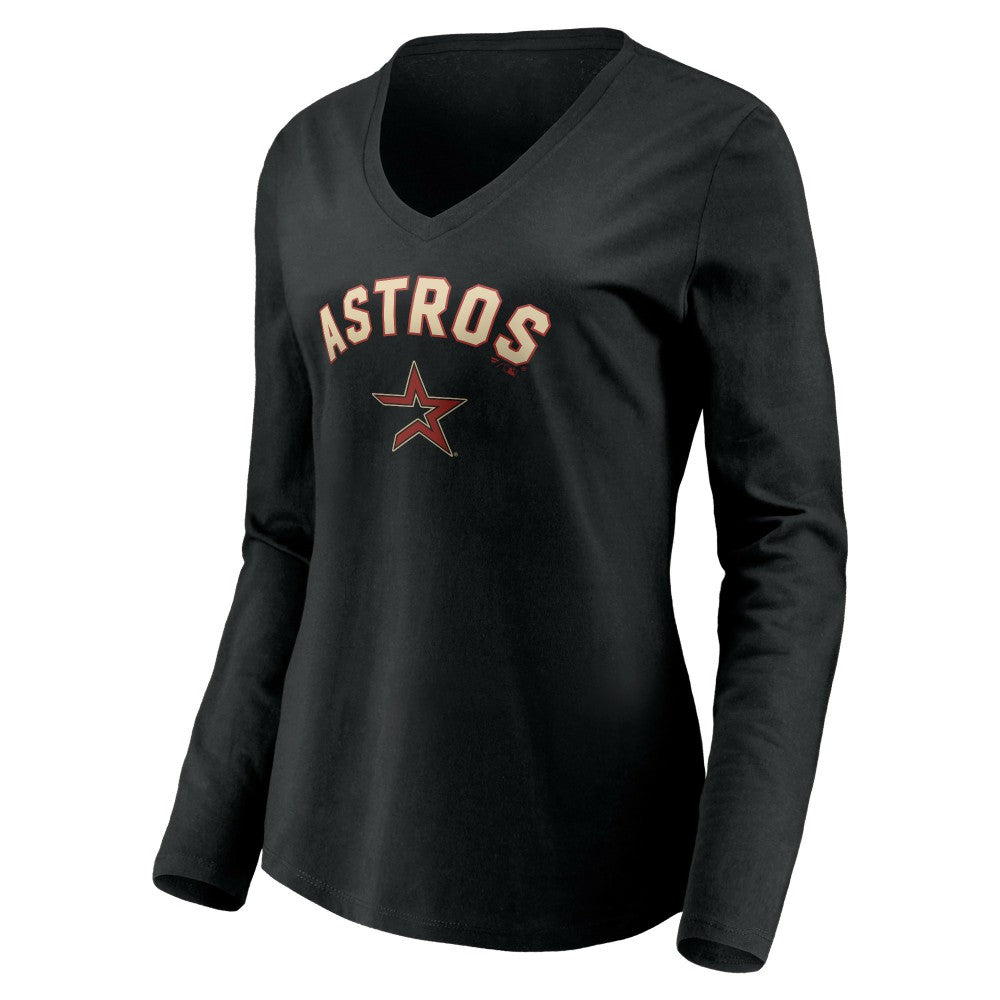 MLB Houston Astros Women's Personalized Cooperstown Collection Alternate Winning Streak Long Sleeve V-Neck T-Shirt
