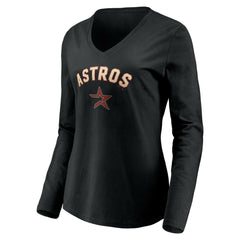 MLB Houston Astros Women's Personalized Cooperstown Collection Alternate Winning Streak Long Sleeve V-Neck T-Shirt