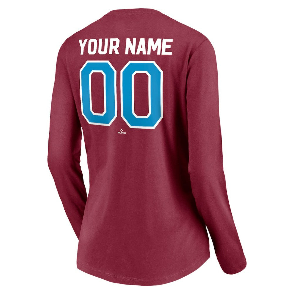MLB Philadelphia Phillies Women's Personalized Cooperstown Collection Alternate Winning Streak Long Sleeve V-Neck T-Shirt
