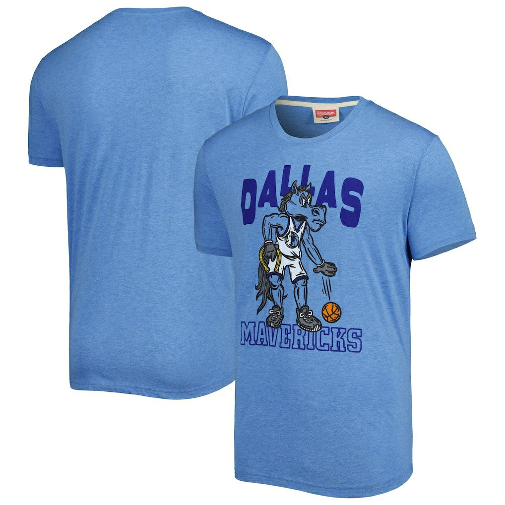NBA Dallas Mavericks Homage Unisex Team Mascot Tri-Blend T-Shirt sale
