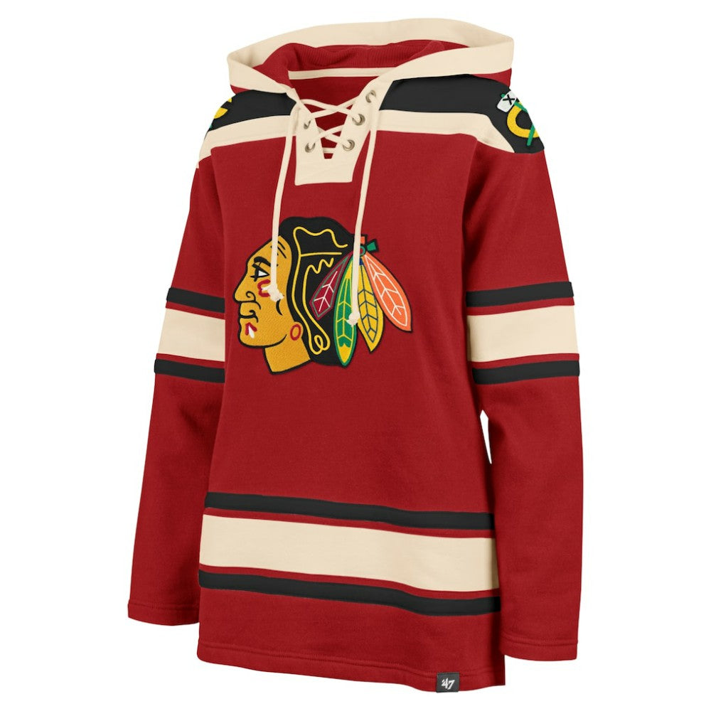 NHL Red Chicago Blackhawks '47 Women's Superior Lacer Pullover Hoodie